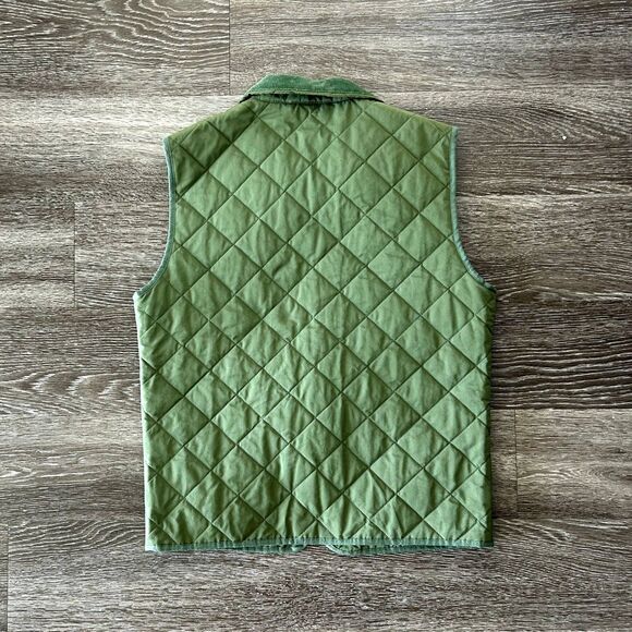 EUC Vineyard Vines Green Quilted Dorset Military Vest Corduroy Collar Size Small - Picture 6 of 10